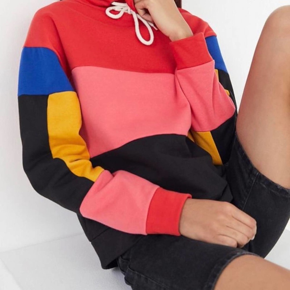 Urban Outfitters Colorblock Sweatshirt - Red, Pink, Blue, Yellow, Black